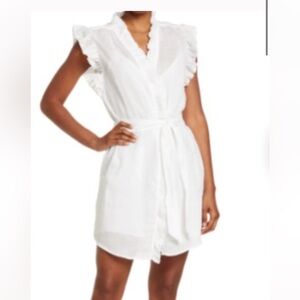 FRAME White Ruffle Shirt Dress